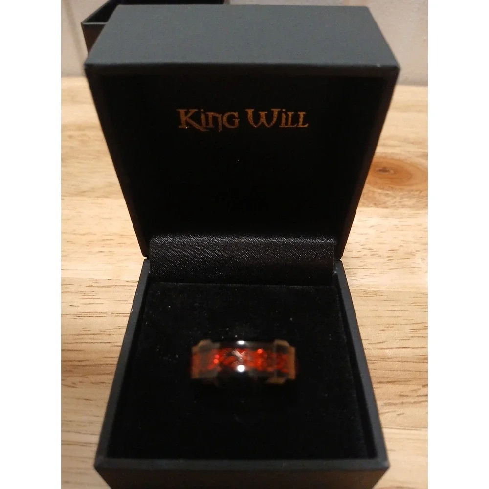 New Red Celtic Dragon Black Tungsten Carbide Ring Mens Wedding Band King Will - Picture 5 of 9